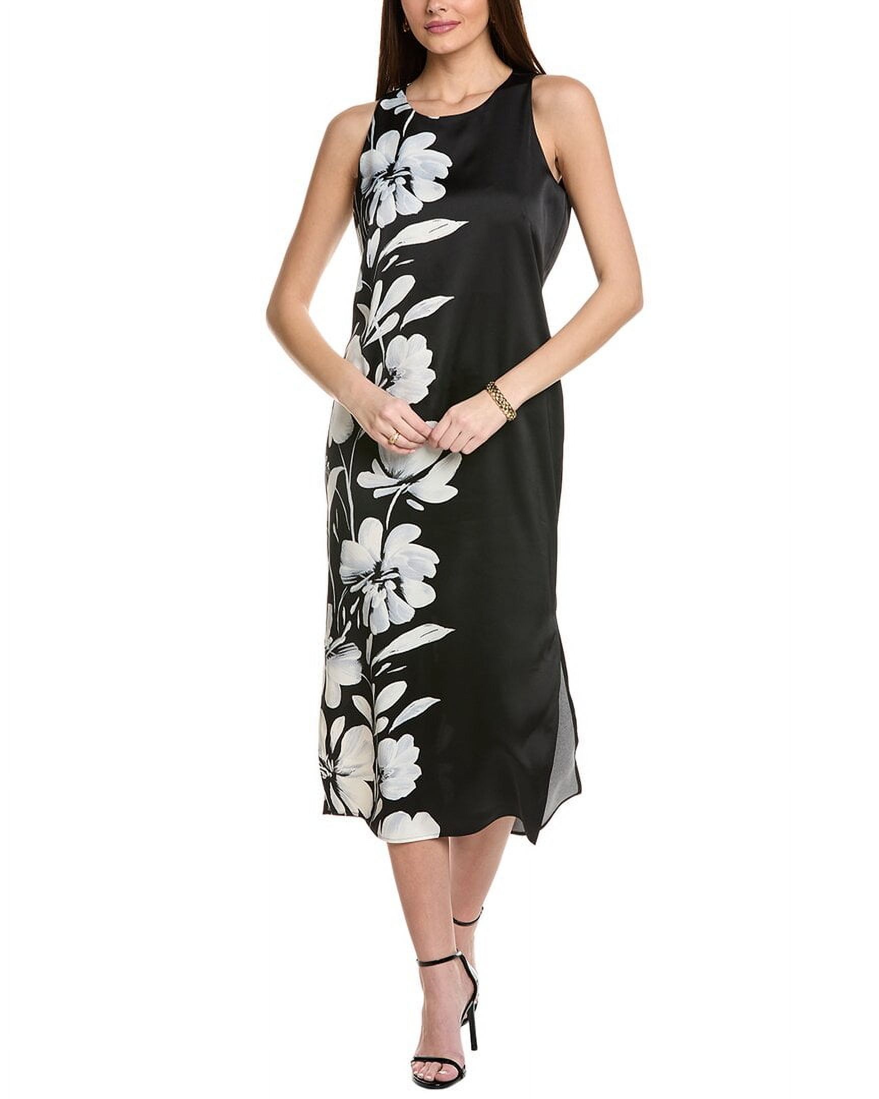 Anne Klein womens Fitted Midi Dress, 4, Black